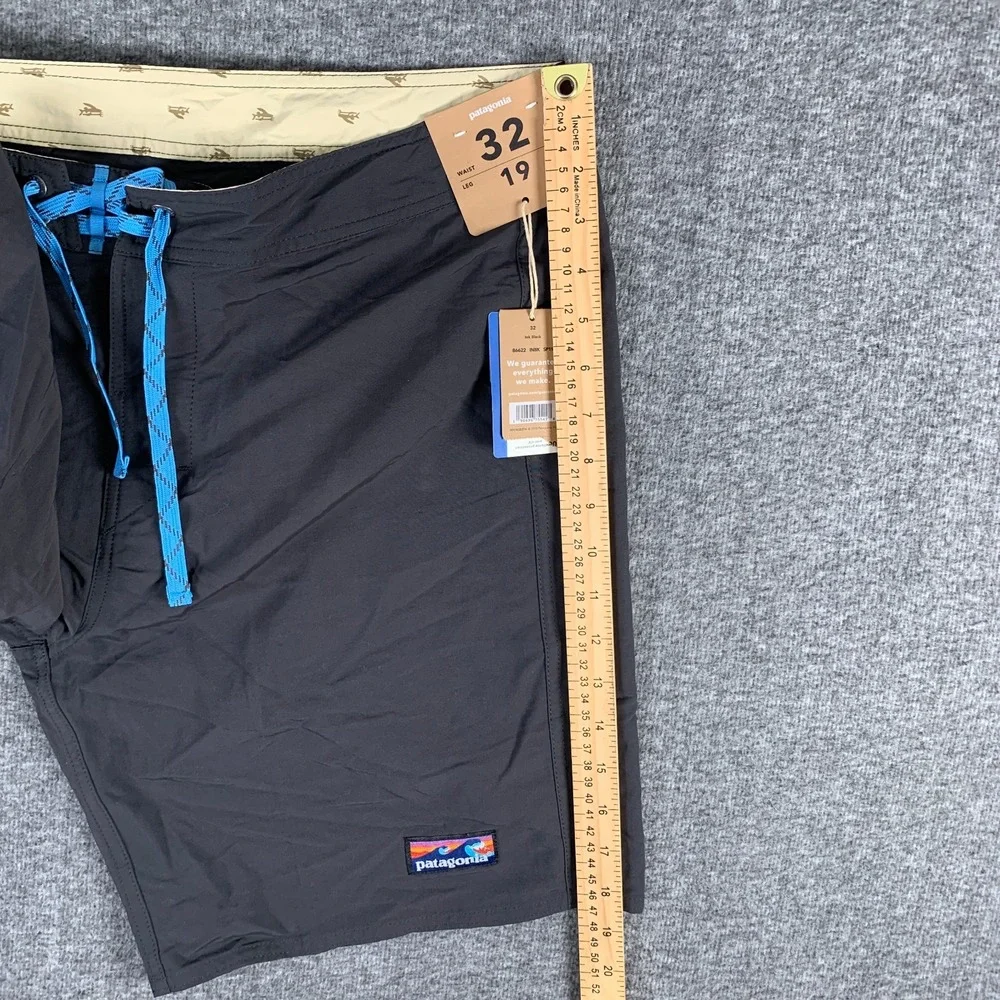 Patagonia Board Shorts Men 32 Black Wavefarer Beach 50+ UPF NEW
